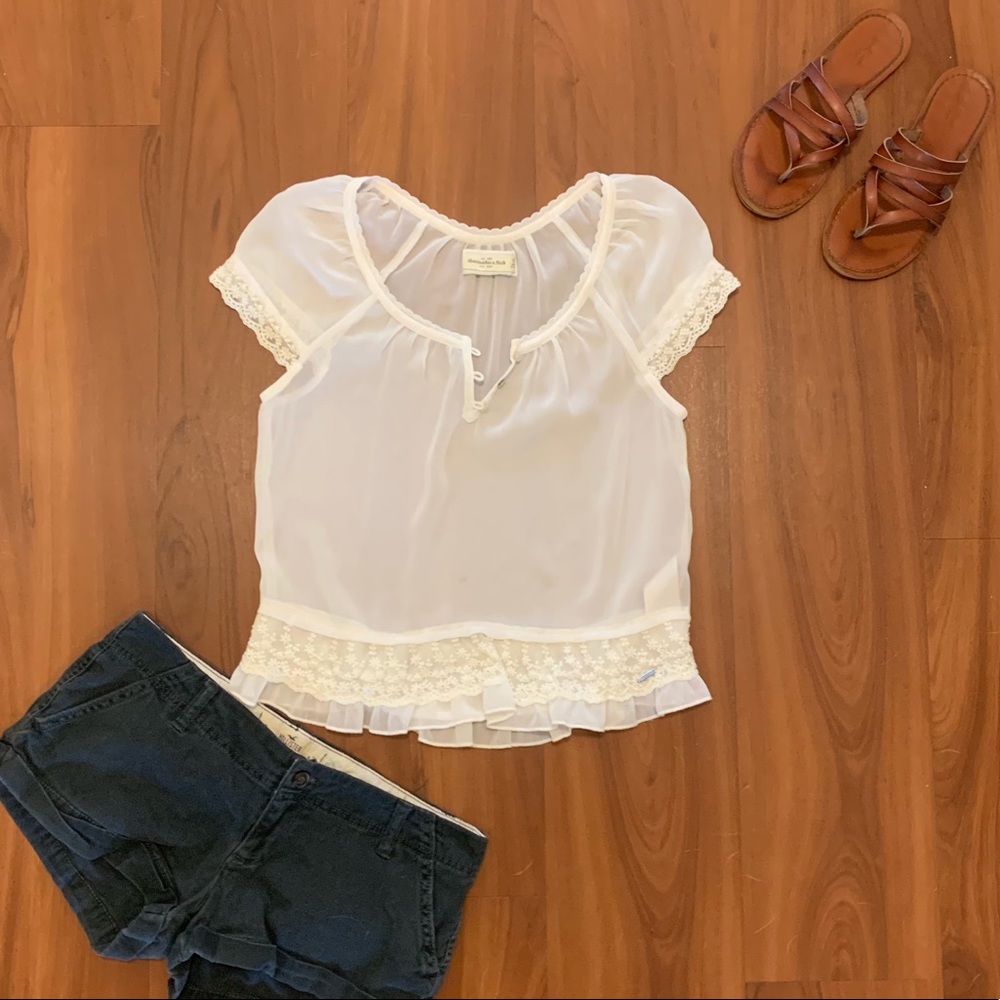 Abercrombie Sheer Peasant Blouse